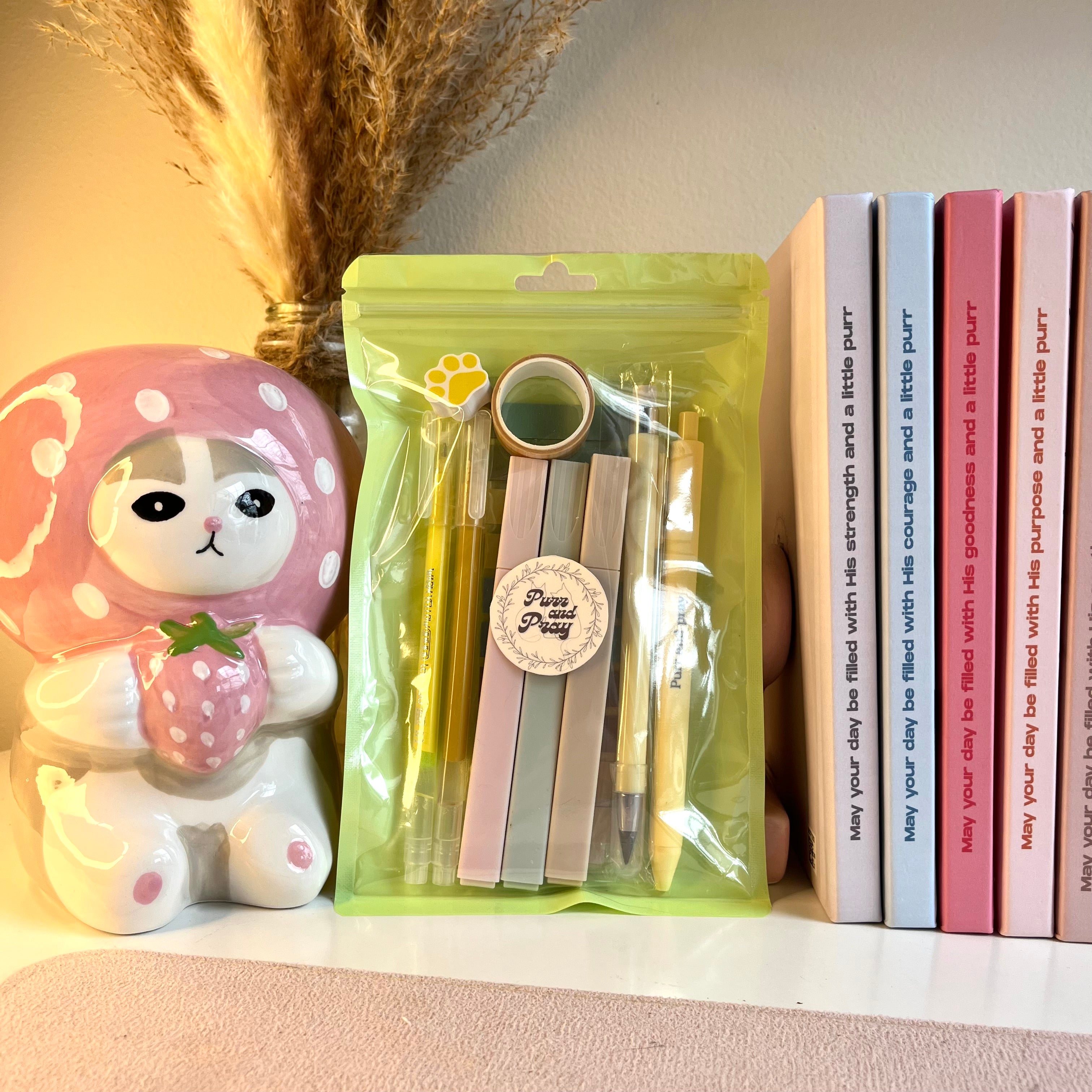 Yellow packaged stationery items