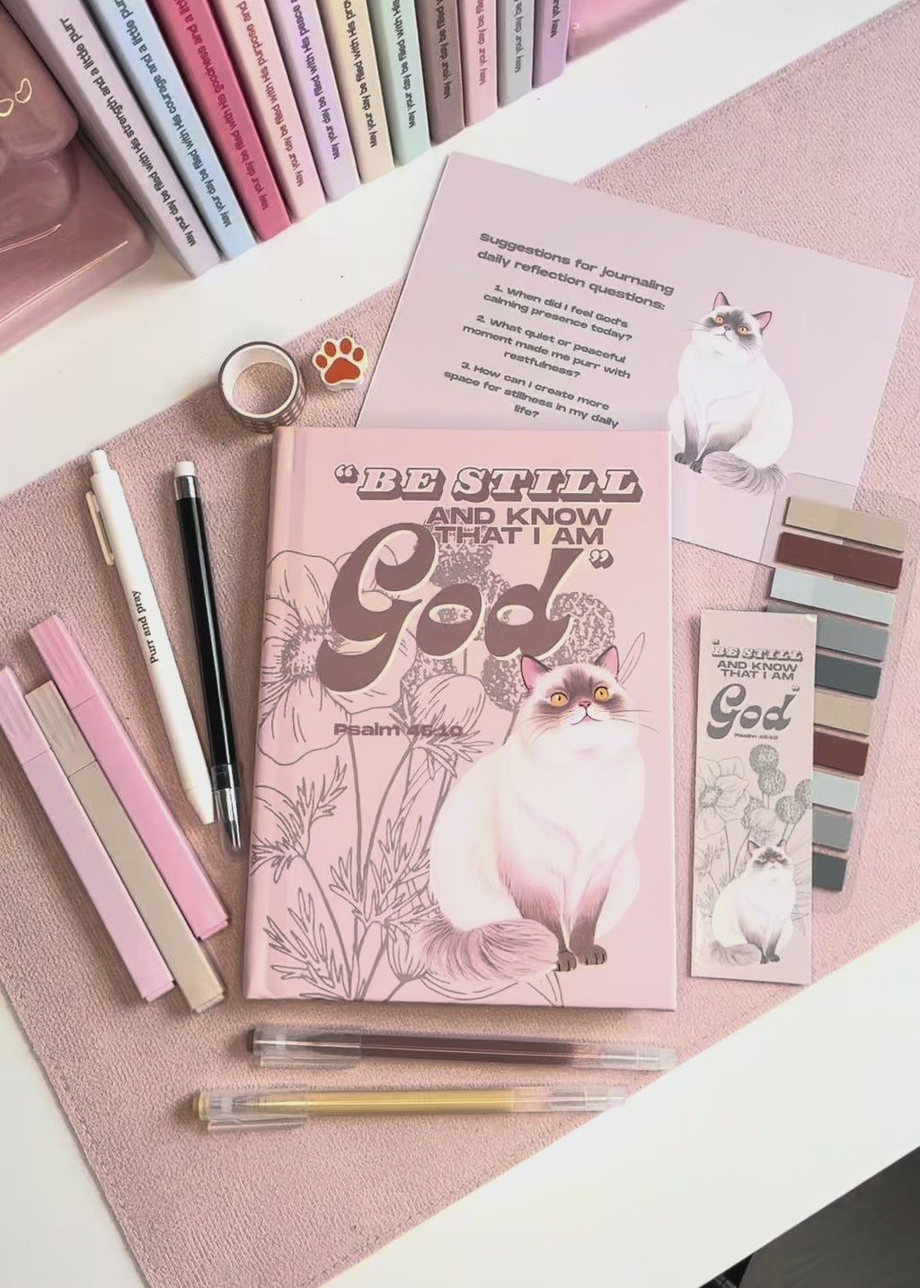 Psalm 46:10 Christian Cat Journal – A5 Hardcover Prayer Notebook Siamese Cat