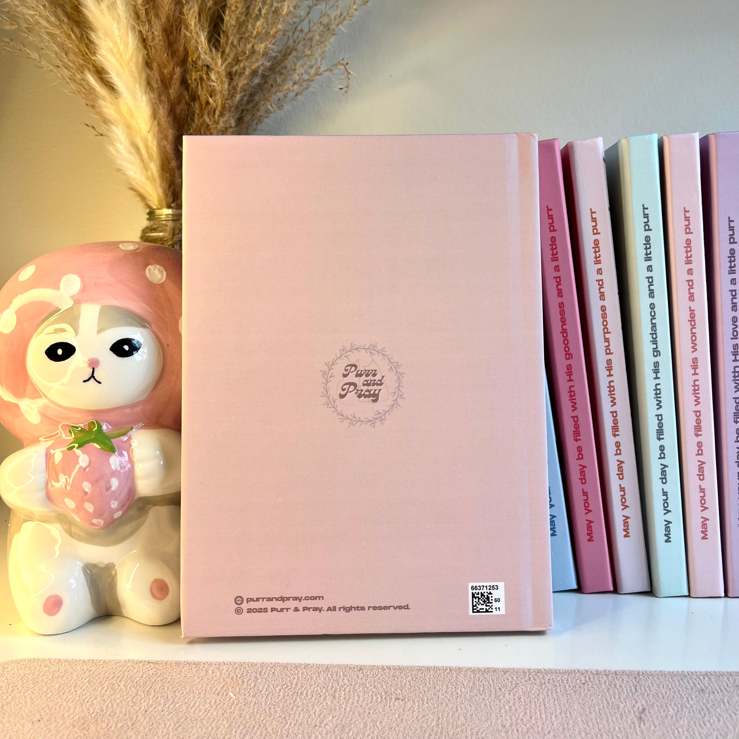 A back of a beige notebook.