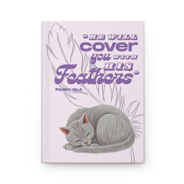 a5-christian-journal-front-cover-bible-verse-flat-gray-cat-lavender Gray Cat Christian Gift Set – Bible Journal, Stationery & Stickers